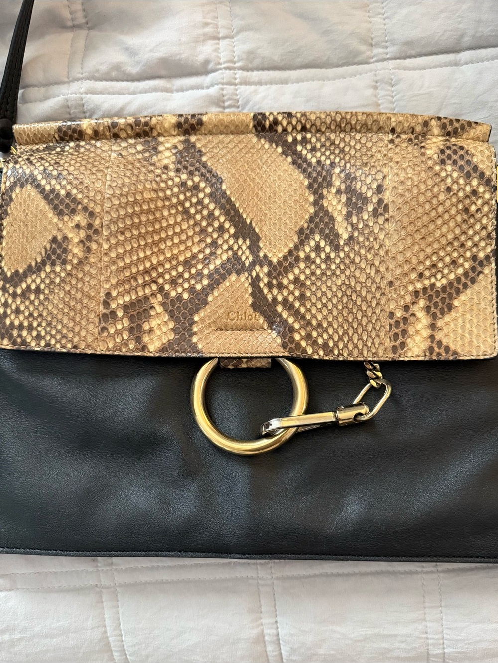 Chloe Faye Python Black all leather handbag